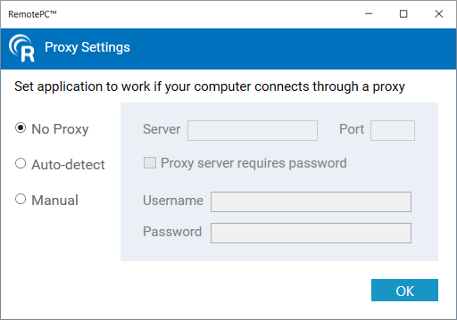 Configuración del proxy